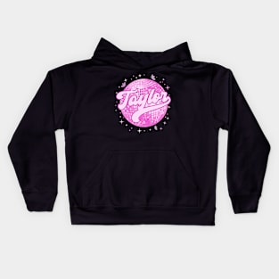 Girl Retro TAYLOR First Name Personalized Disco 70's Kids Hoodie